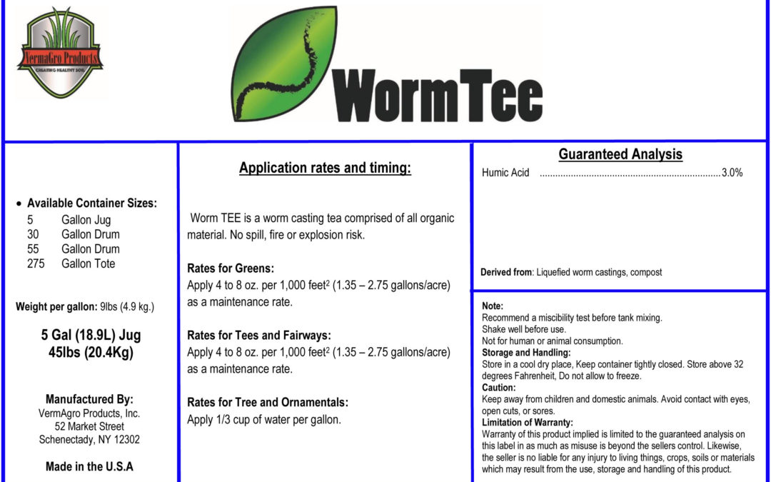 VermaGro Products Worm Tee Product Label